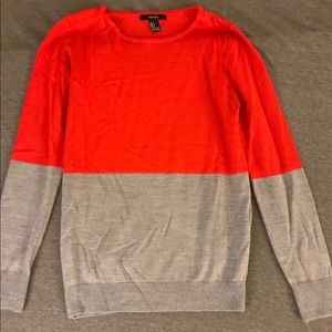 Forever 21 Red and Gray Colorblock Sweater